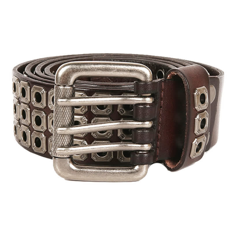 Ceinture en cuir à rivets carrés style punk rock heavy metal