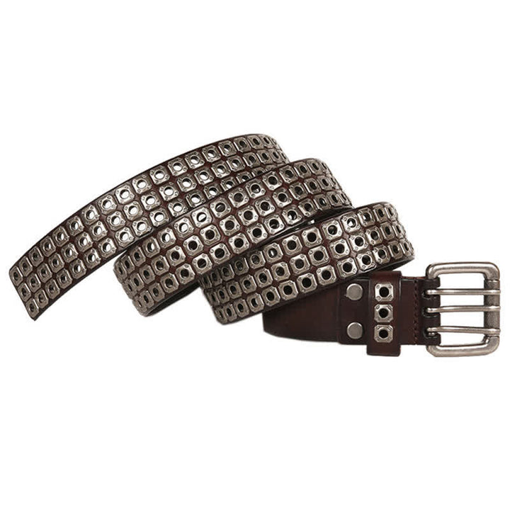 Ceinture en cuir à rivets carrés style punk rock heavy metal