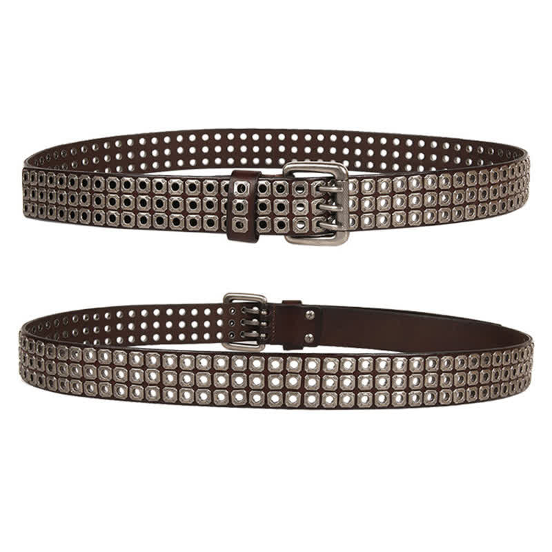 Ceinture en cuir à rivets carrés style punk rock heavy metal