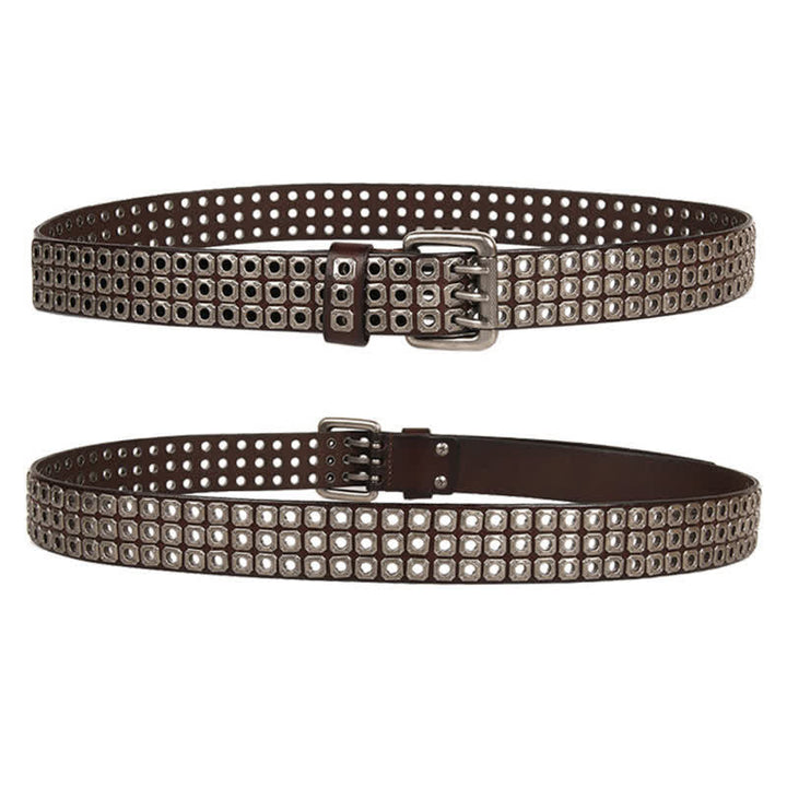 Ceinture en cuir à rivets carrés style punk rock heavy metal