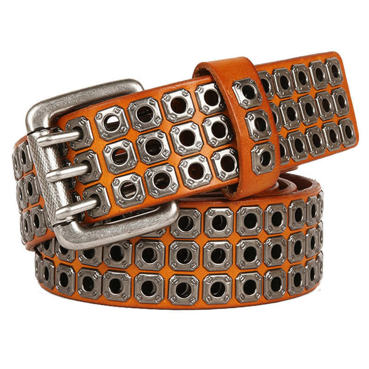Ceinture en cuir à rivets carrés style punk rock heavy metal