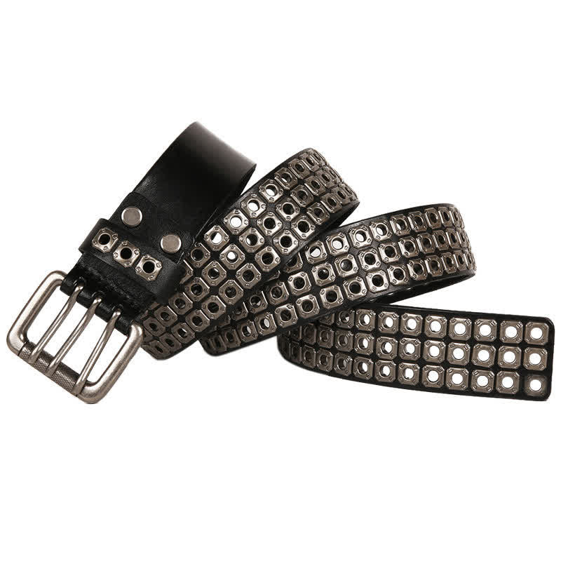 Ceinture en cuir à rivets carrés style punk rock heavy metal