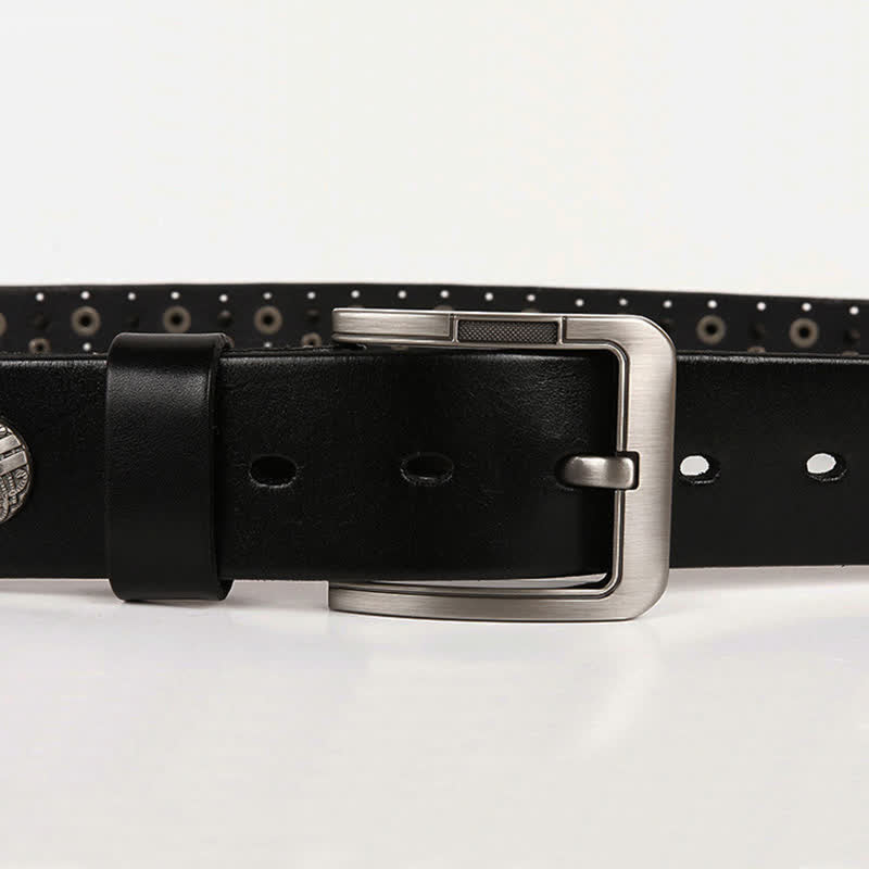 Ceinture en cuir avec rivets en métal lourd pour jeans de moto