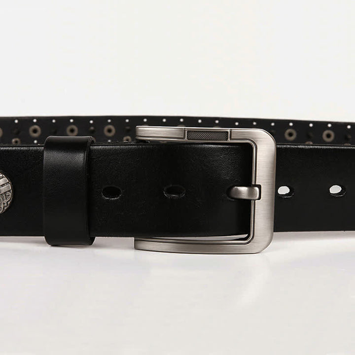 Ceinture en cuir avec rivets en métal lourd pour jeans de moto