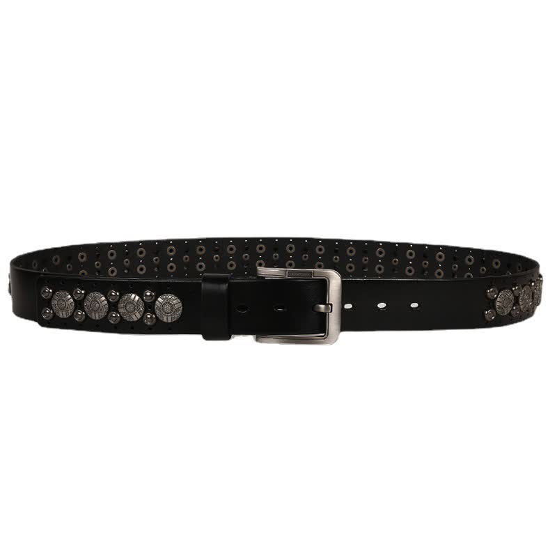 Ceinture en cuir avec rivets en métal lourd pour jeans de moto