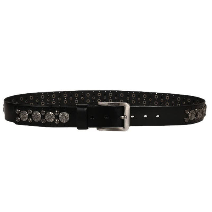 Ceinture en cuir avec rivets en métal lourd pour jeans de moto