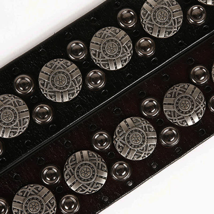 Ceinture en cuir avec rivets en métal lourd pour jeans de moto
