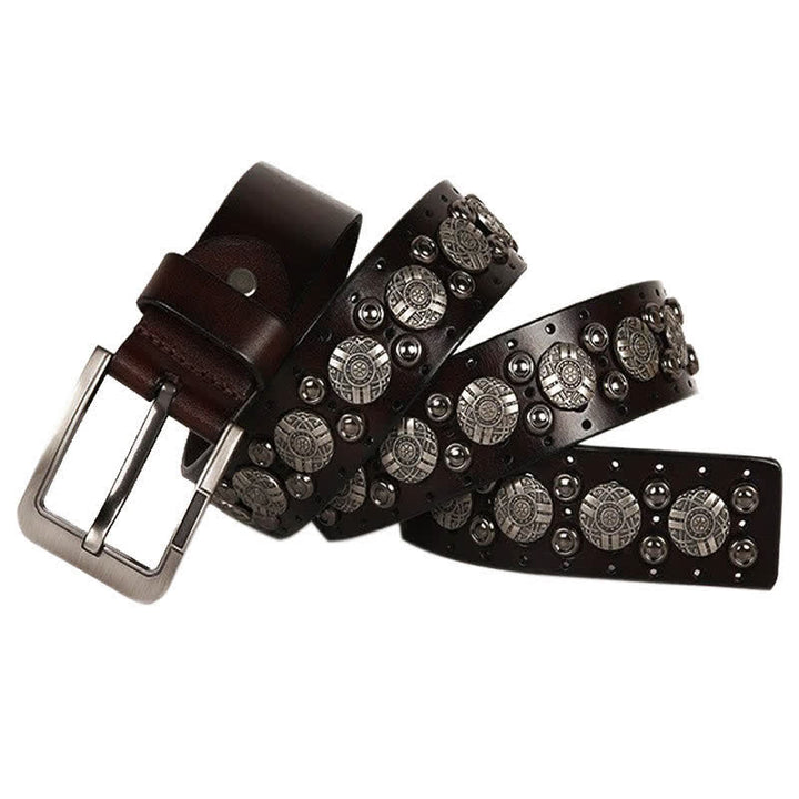Ceinture en cuir avec rivets en métal lourd pour jeans de moto