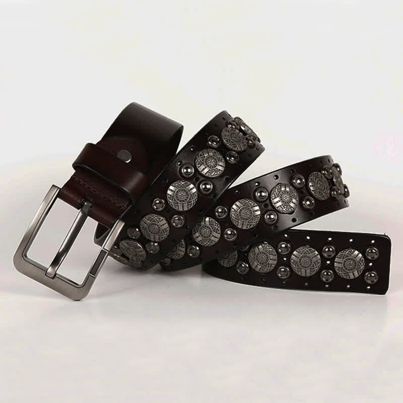 Ceinture en cuir avec rivets en métal lourd pour jeans de moto