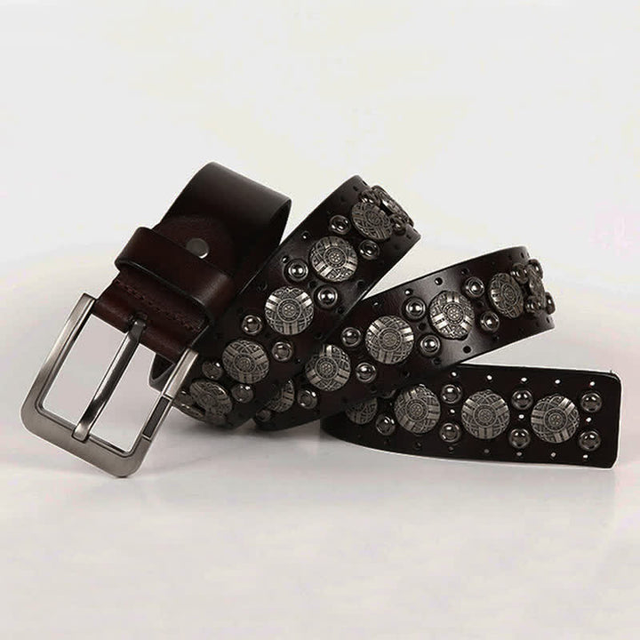 Ceinture en cuir avec rivets en métal lourd pour jeans de moto