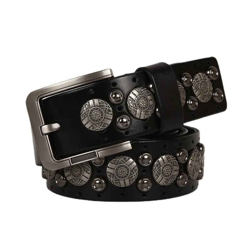 Ceinture en cuir avec rivets en métal lourd pour jeans de moto