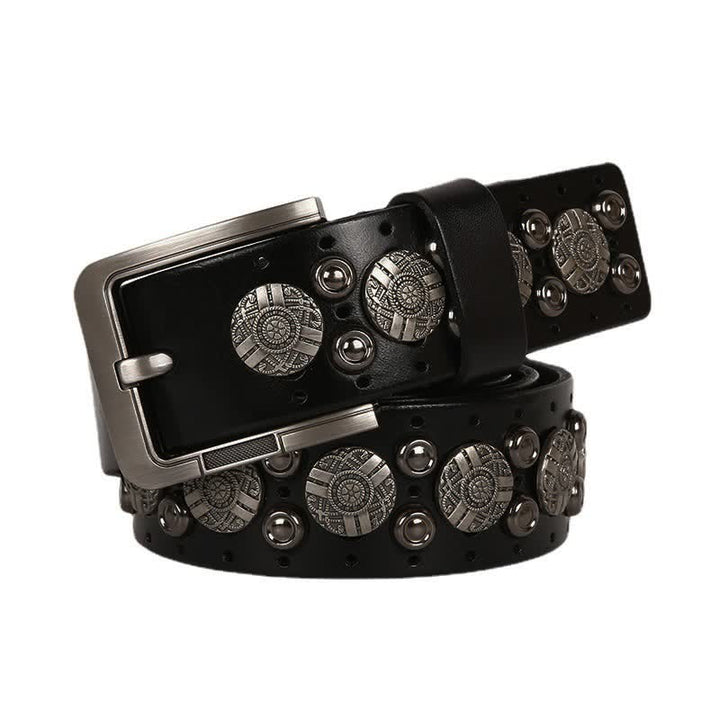 Ceinture en cuir avec rivets en métal lourd pour jeans de moto