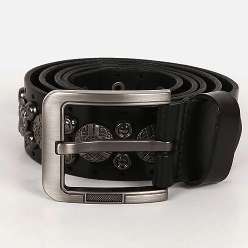 Ceinture en cuir avec rivets en métal lourd pour jeans de moto