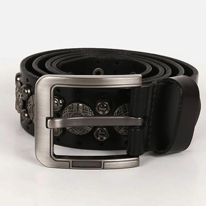 Ceinture en cuir avec rivets en métal lourd pour jeans de moto