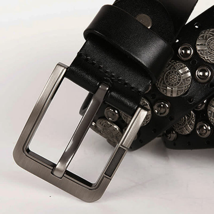 Ceinture en cuir avec rivets en métal lourd pour jeans de moto