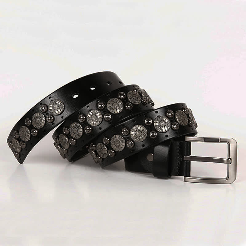 Ceinture en cuir avec rivets en métal lourd pour jeans de moto