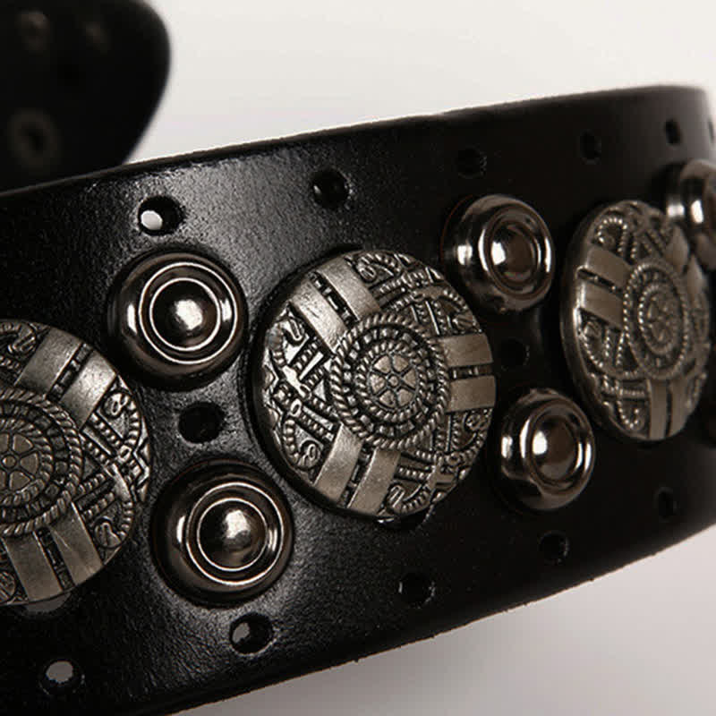 Ceinture en cuir avec rivets en métal lourd pour jeans de moto