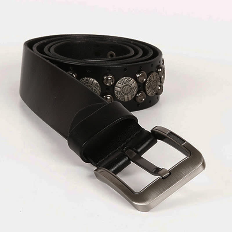 Ceinture en cuir avec rivets en métal lourd pour jeans de moto