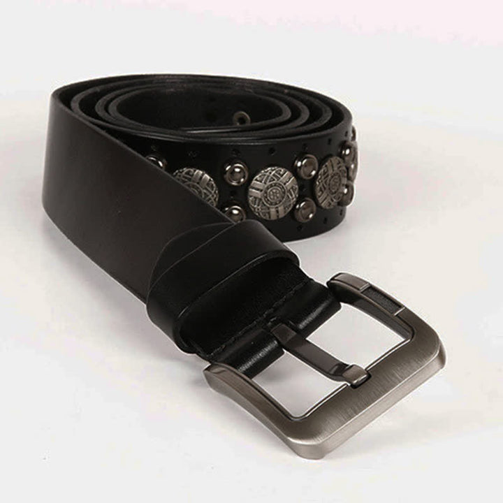 Ceinture en cuir avec rivets en métal lourd pour jeans de moto