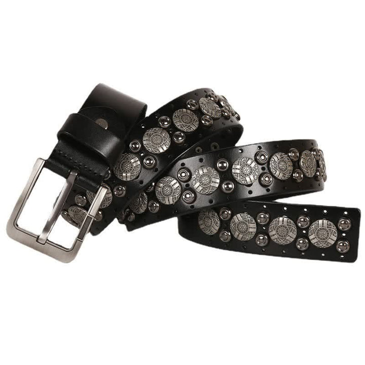 Ceinture en cuir avec rivets en métal lourd pour jeans de moto