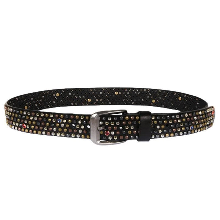 Ceinture en cuir élégante avec rivets cloutés et strass