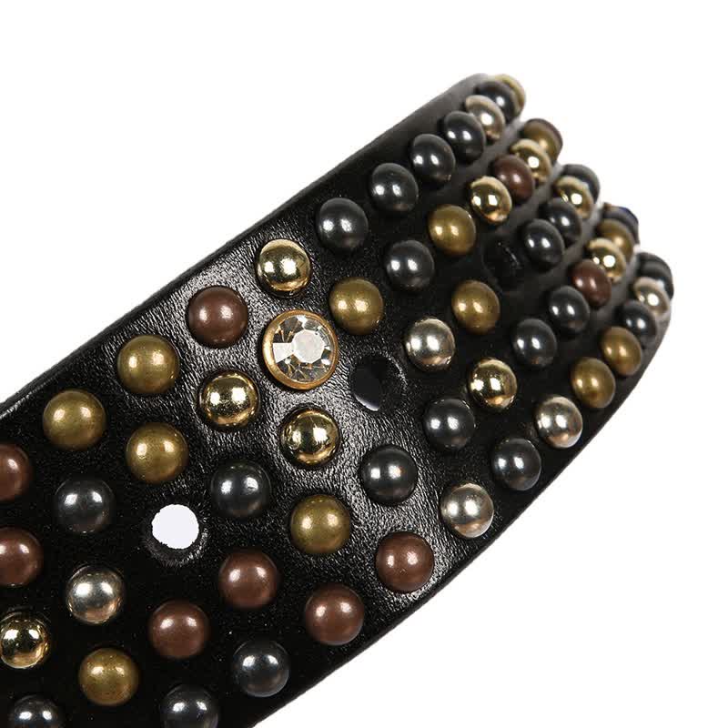 Ceinture en cuir élégante avec rivets cloutés et strass