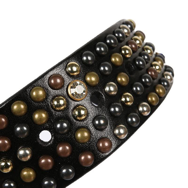 Ceinture en cuir élégante avec rivets cloutés et strass