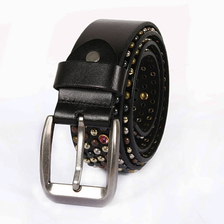 Ceinture en cuir élégante avec rivets cloutés et strass