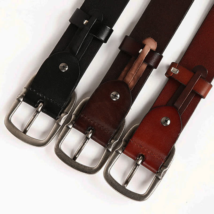 Ceinture en cuir cloutée à rivets géométriques vintage en métal