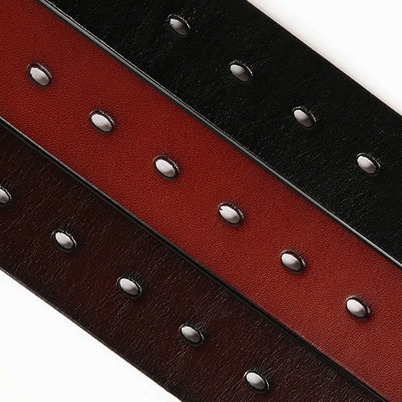 Ceinture en cuir cloutée à rivets géométriques vintage en métal