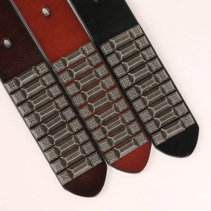 Ceinture en cuir cloutée à rivets géométriques vintage en métal