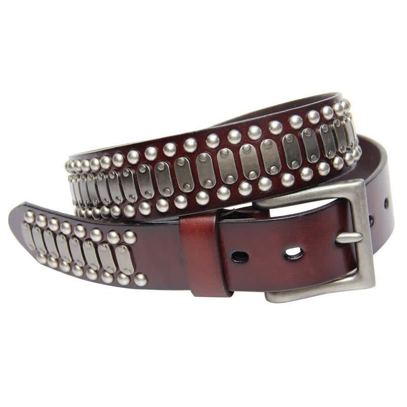 Ceinture en cuir cloutée à rivets en métal style rock décontracté