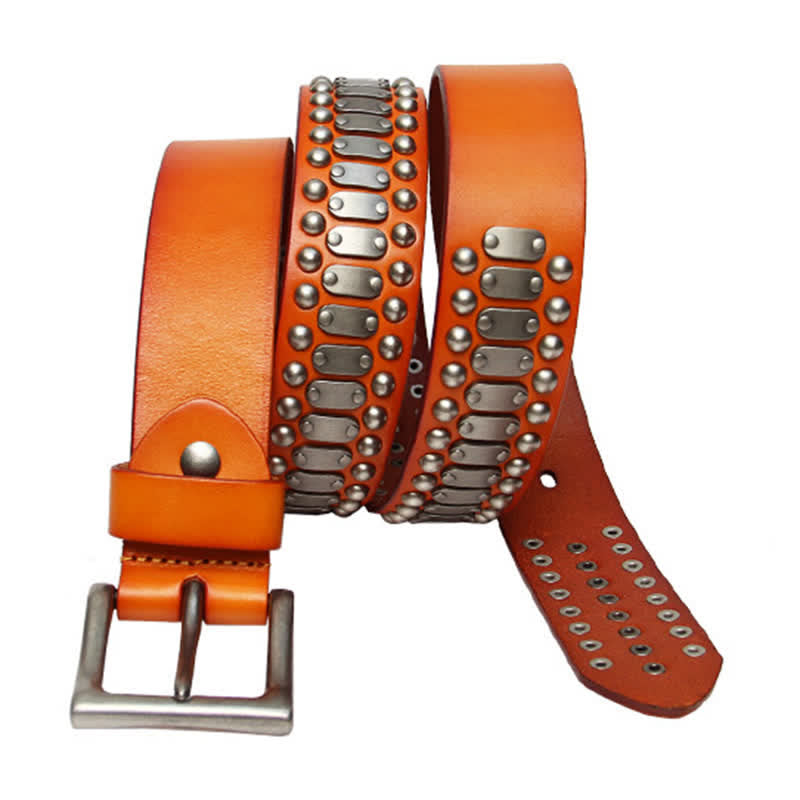 Ceinture en cuir cloutée à rivets en métal style rock décontracté