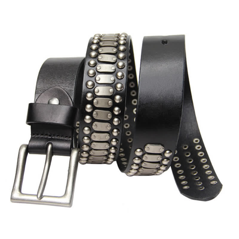 Ceinture en cuir cloutée à rivets en métal style rock décontracté