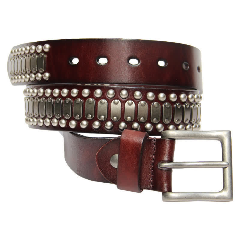 Ceinture en cuir cloutée à rivets en métal style rock décontracté