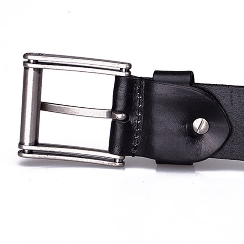 Ceinture en cuir à motif tête de mort et croix avec rivets en métal lourd
