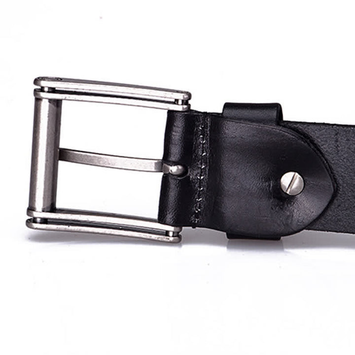 Ceinture en cuir à motif tête de mort et croix avec rivets en métal lourd