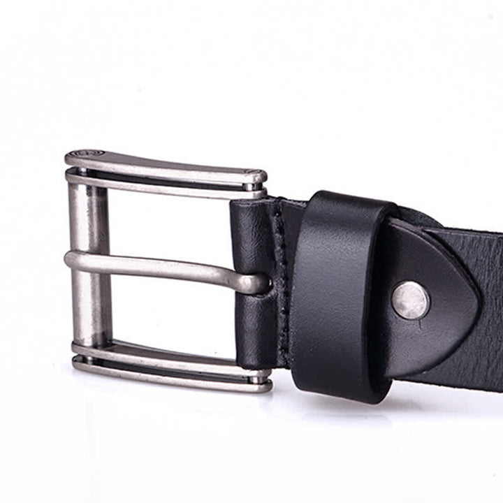Ceinture en cuir à motif tête de mort et croix avec rivets en métal lourd