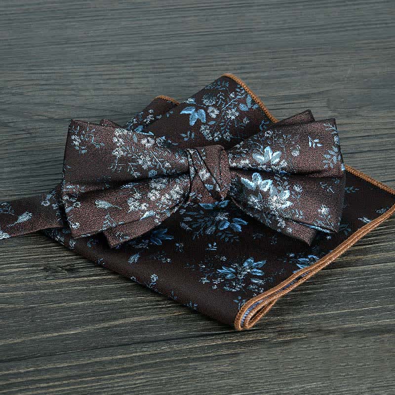 Ensemble de 2 nœuds papillons de mariage formels à pois et fleurs pour hommes