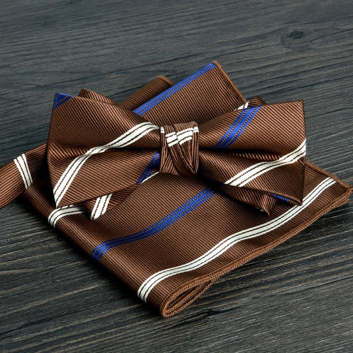 Ensemble de 2 nœuds papillons de mariage formels à pois et fleurs pour hommes