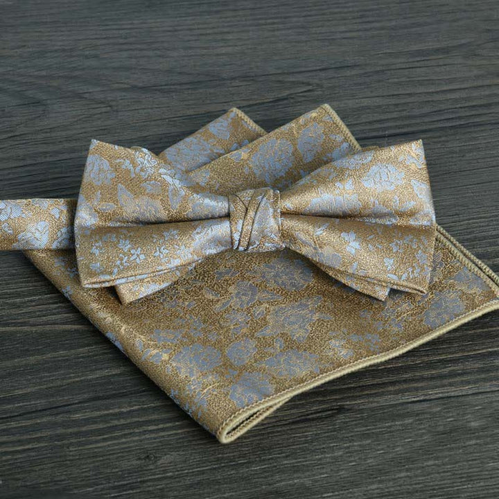 Ensemble de 2 nœuds papillons de mariage formels à pois et fleurs pour hommes