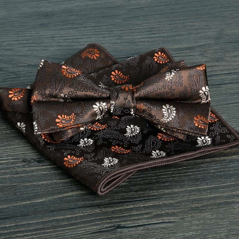 Ensemble de 2 nœuds papillons de mariage formels à pois et fleurs pour hommes