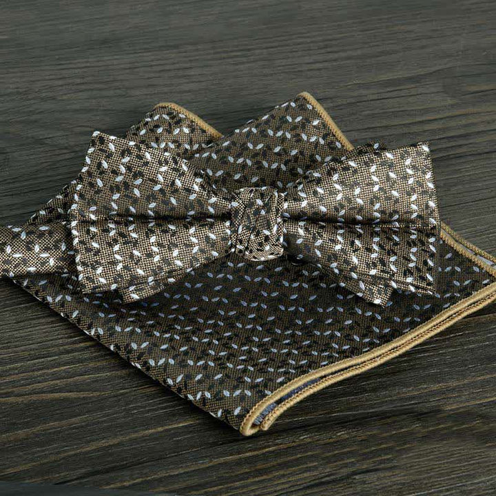 Ensemble de 2 nœuds papillons de mariage formels à pois et fleurs pour hommes