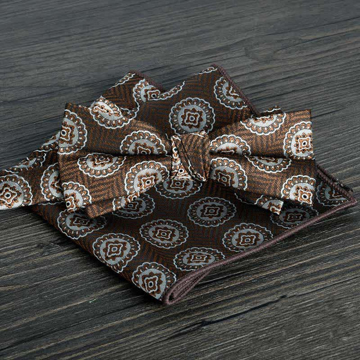 Ensemble de 2 nœuds papillons de mariage formels à pois et fleurs pour hommes