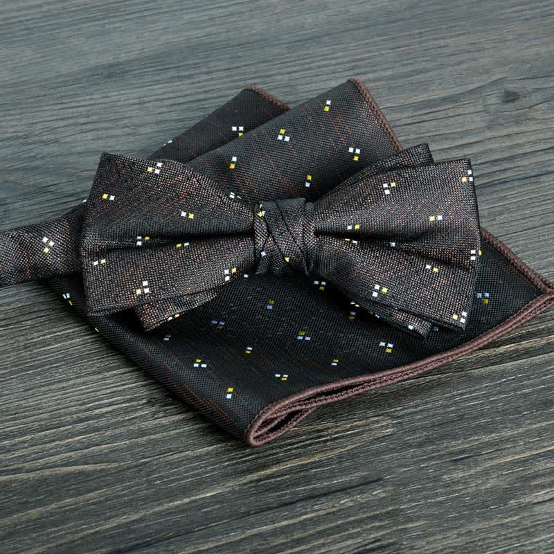Ensemble de 2 nœuds papillons de mariage formels à pois et fleurs pour hommes