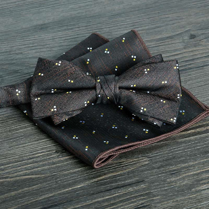 Ensemble de 2 nœuds papillons de mariage formels à pois et fleurs pour hommes
