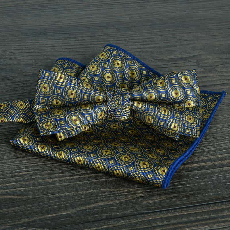 Ensemble de 2 nœuds papillons de mariage formels à pois et fleurs pour hommes