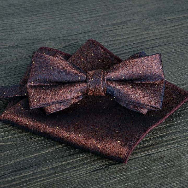 Ensemble de 2 nœuds papillons de mariage formels à pois et fleurs pour hommes