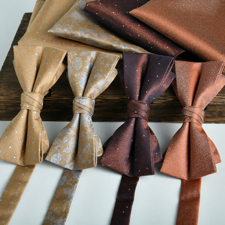 Ensemble de 2 nœuds papillons de mariage formels à pois et fleurs pour hommes