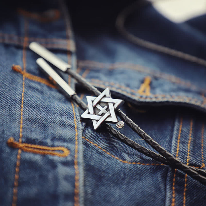 Cravate Bolo étoile hexagramme porte-bonheur